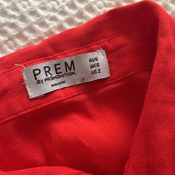 Long Sleeve Coral Button-Down Mini Dress – Size 2 - Picture 3 of 3